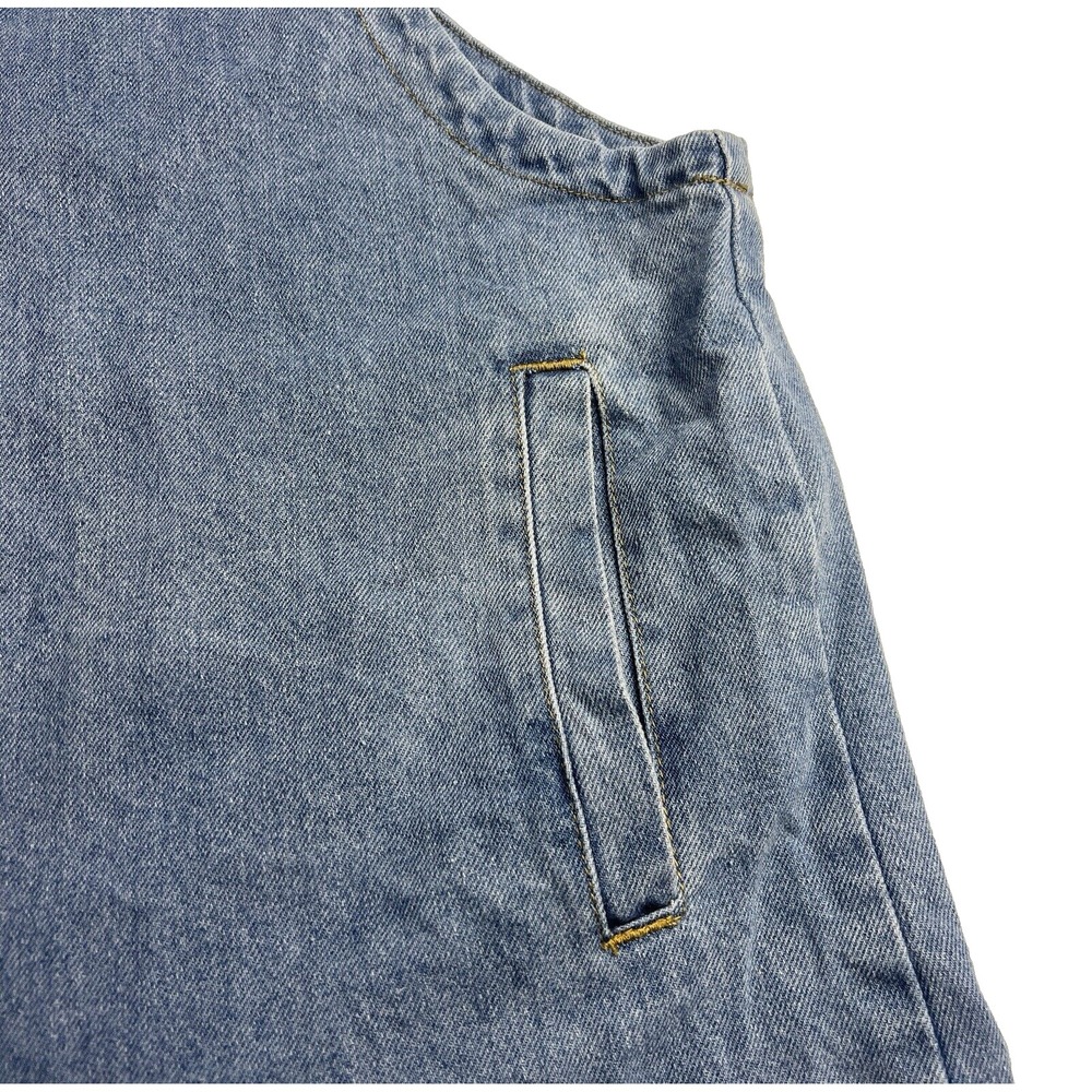 Denim Tie-Strap Jean Shorts Romper - Blue - Picture 3 of 8